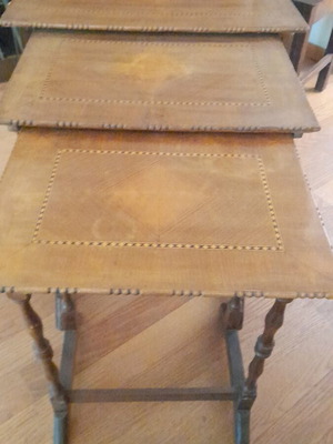 Set of three nesting tables used, various sizes