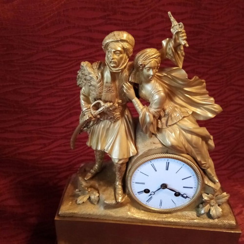 Philhellenic clock with Bride of Abydos, France, second quarter 19th century, like new