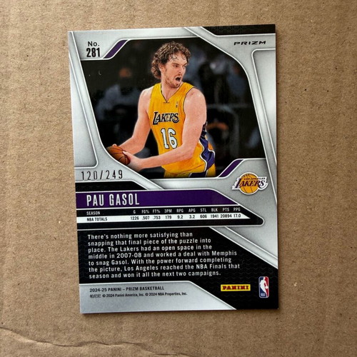 Panini Prizm Pau Gasol like new, Lakers /249