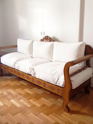 Skyrian living room set handmade carved wood limba new