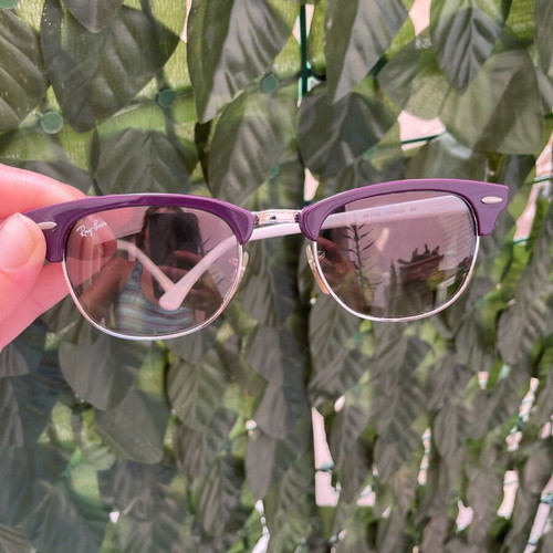 Ray Ban Clubmaster sunglasses with white arm and purple detail like new