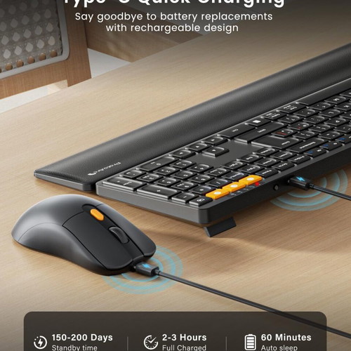 ProtoArc Bluetooth Wireless Keyboard and Mouse Rechargeable QWERTZ Layout