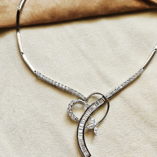 925 Silver Necklace, platinum plated, impressive design