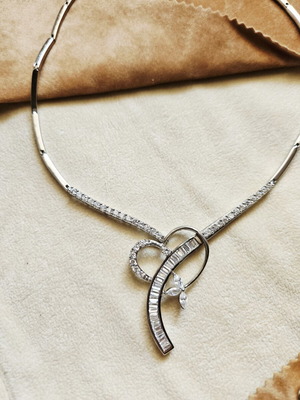 925 Silver Necklace, platinum plated, impressive design