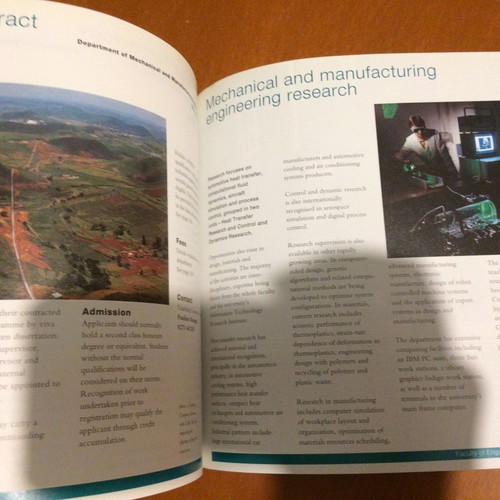 University of Brighton Postgraduate Prospectus 1995 used, missing part of page