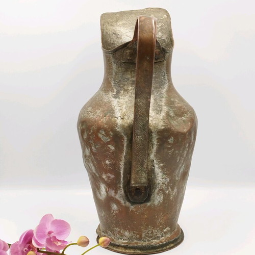 Copper Hand-Forged Rustic Water Pitcher Used