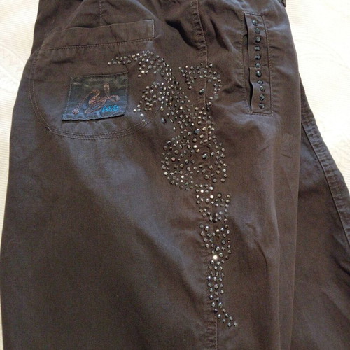 BSB Vintage Capri Pants Large Y2K Style with Strass and Adjustable Cuffs