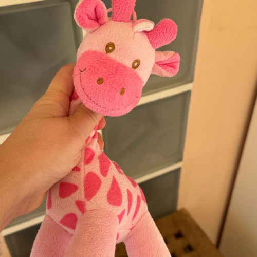 Baby toy set for stroller or crib with pink plush giraffe like new