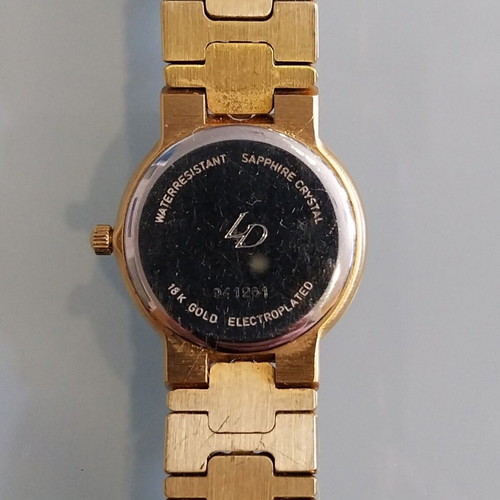 Laurent Dodane Paris Vintage Women's Watch 18K Gold Electroplated Sapphire Like New