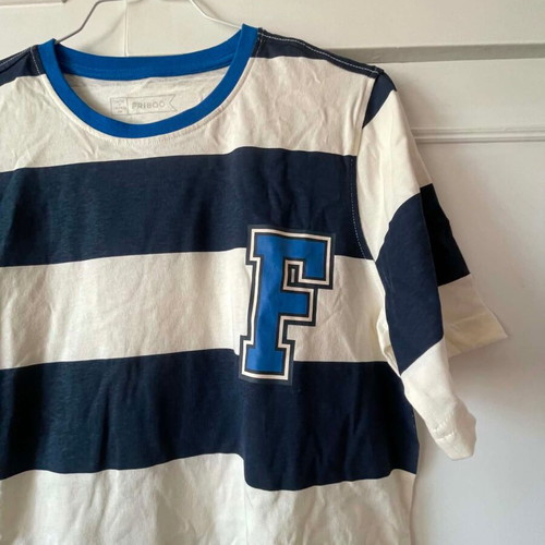 Blue striped teenage shirt new, Norwegian quality, size 170 cm