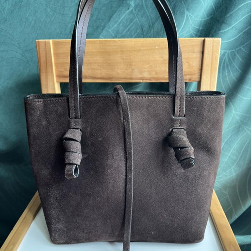 Massimo Dutti handbag used, natural suede, chocolate brown