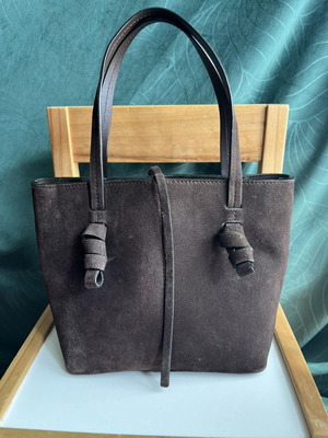 Massimo Dutti handbag used, natural suede, chocolate brown