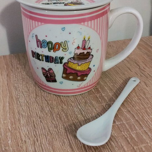 Ceramic mug set three pieces happy birthday new