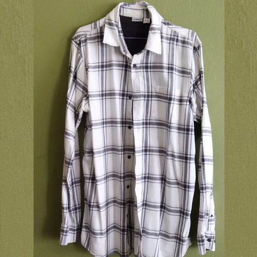 Livergy men's shirt medium used, cotton, white and blue