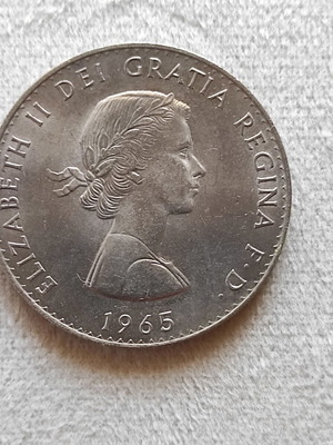 United Kingdom 1 Crown coin Elizabeth II, Churchill 1965 used
