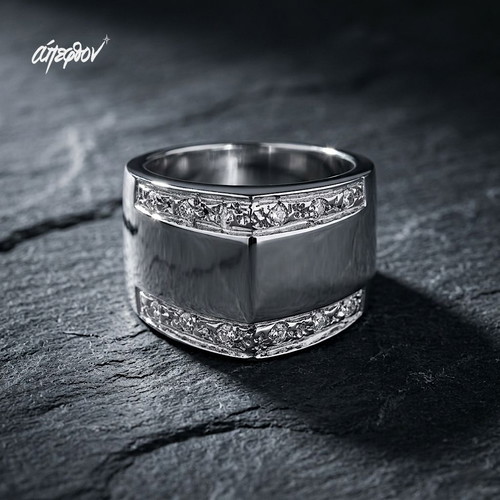 Erté 925 Silver Ring with White Zirconia, New