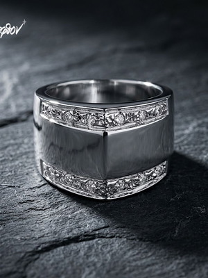 Erté 925 Silver Ring with White Zirconia, New