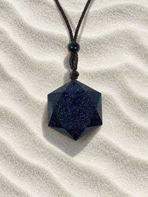 Handmade necklace with blue goldstone and cord new