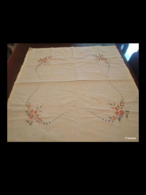 Vintage tablecloth square handmade embroidery 1960 used