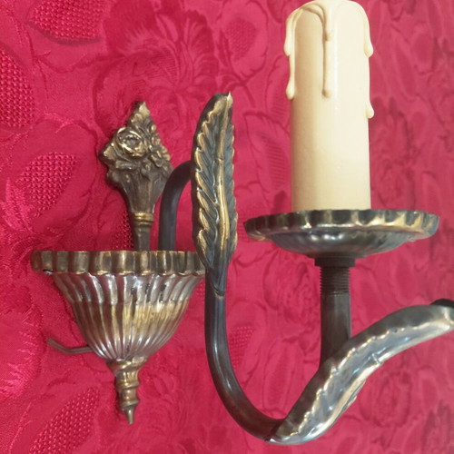 Two vintage brass wall sconces from the 1960s
