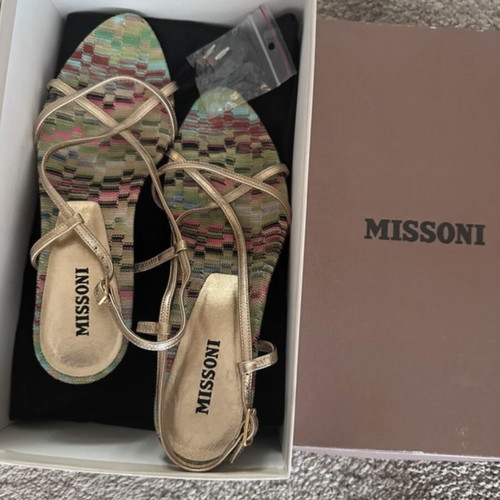 Missoni sandals like new, gold leather, size 37.5, 6cm heel