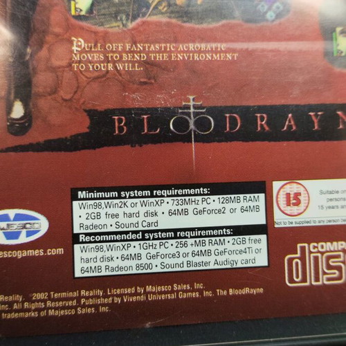 Bloodrayne PC game used, action-adventure 2002