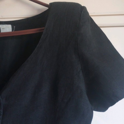 Vintage linen dress used, slim fit, black