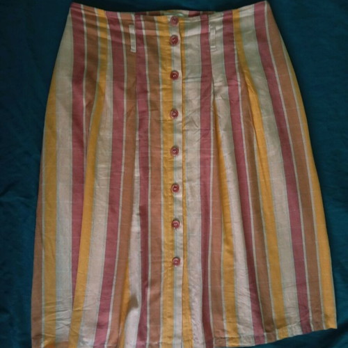 Sézane midi skirt used, cotton, yellow and orange, size 40/42