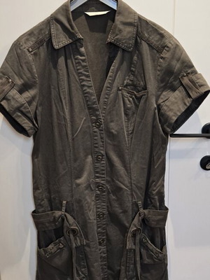 Promod safari military khaki green shirt dress
