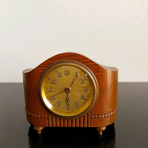 Very old wooden alarm clock used