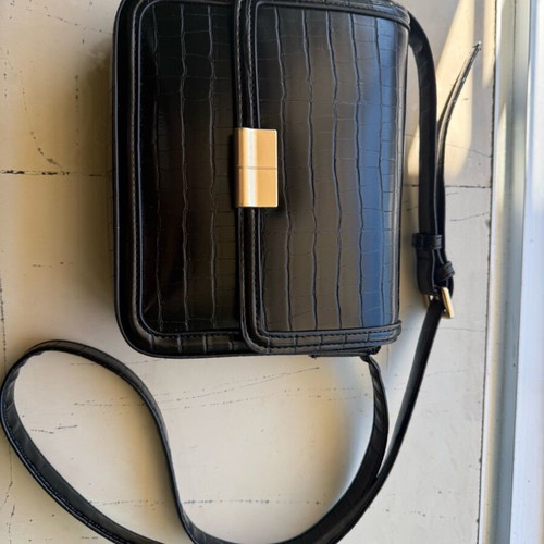 Women's black faux leather shoulder bag new crossbody