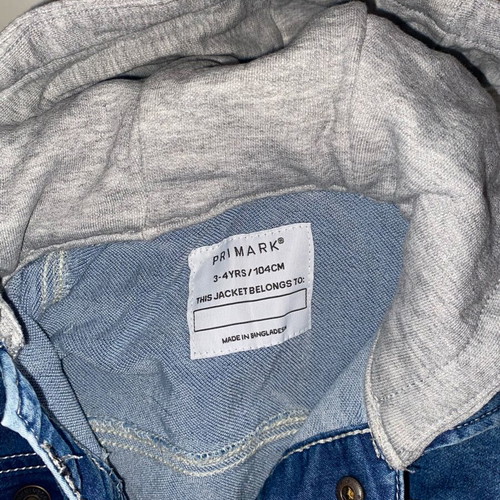 Primark kids denim jacket like new, grey and blue, 104 cm