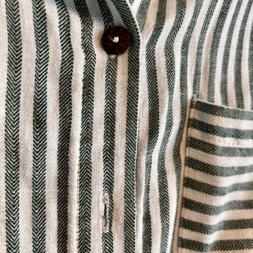 Striped Long Shirt Dress size L like new, white and dark green