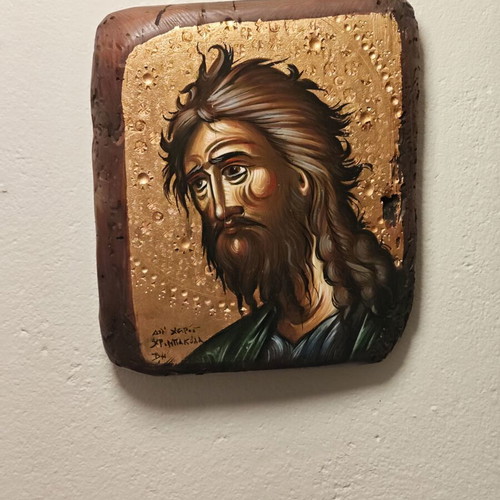 Handmade icon of Saint John the Baptist by Christos Bakolas