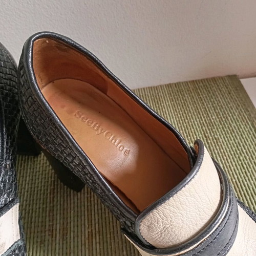 See by Chloe leather shoes used, size 38, black and white