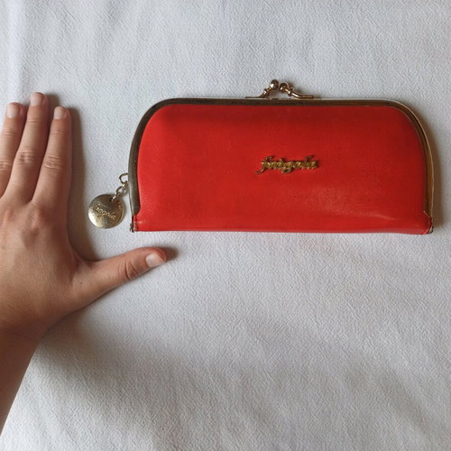 Women's vintage wallet used, red with visible wear