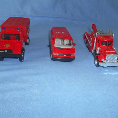 Pompiers Welly fire trucks used, pack of 3