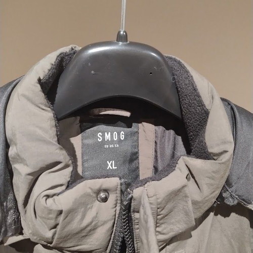 SMOG waterproof puffer vest with detachable hood, gray, XL/XXL