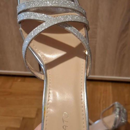 Silver sandals like new, size 40, 9 cm heel