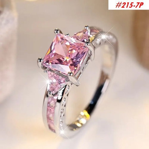 Ring No.7 silver with copper and pink stones, new