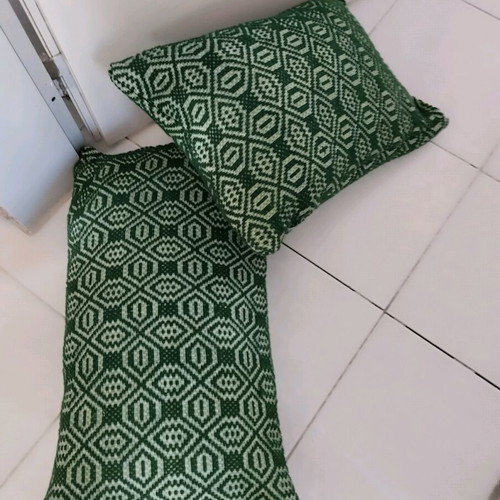 Woven traditional wool pillows like new, cypress color