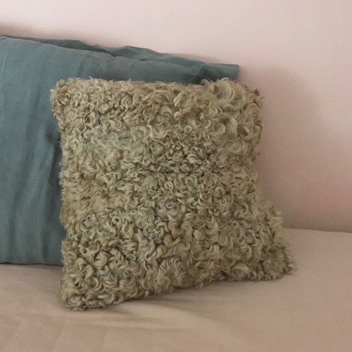 Fur pillowcase 40x40cm natural color, 100% leather with fur, new