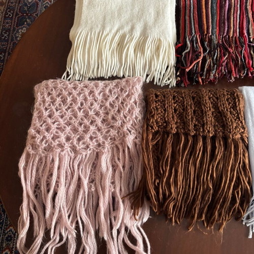 Scarves five like new in various colors