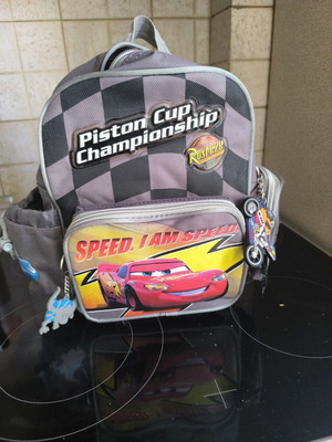 Children's backpack for preschool with McQueen lights, like new, gray