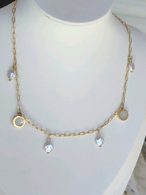 Ατσάλινο κολιέ Άπεφθον καινούργιο, χρυσαφί και ασημί