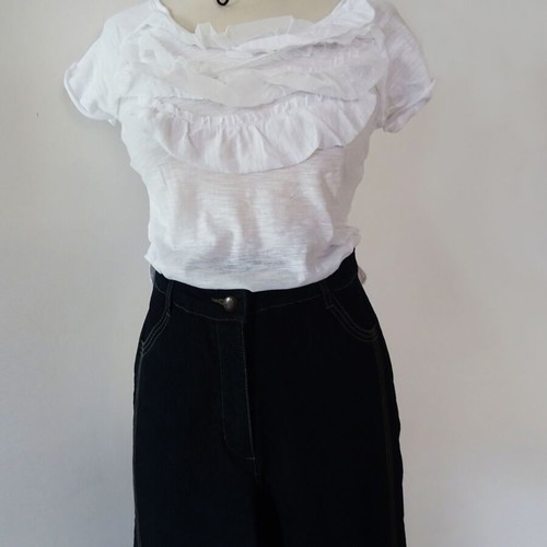 Set jeans crop blue-black Italian NoS pants and Zara blouse new NoM