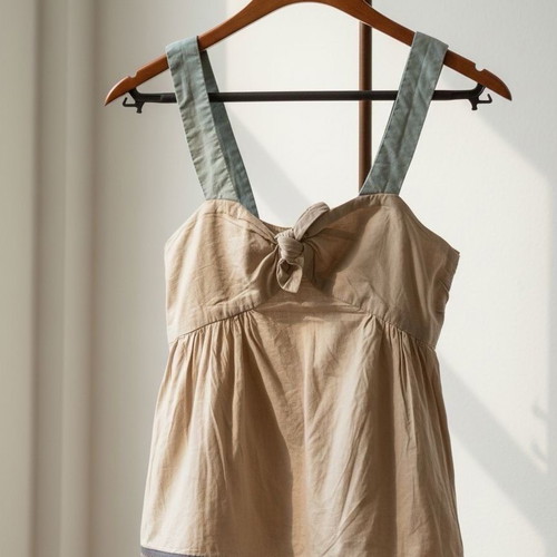 Kookai linen top medium like new, beige with turquoise details