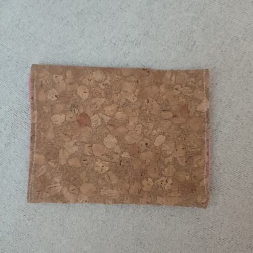 Handmade cork wallet with pink lining, like new