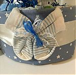  #ΠΡΟΣΦΟΡΑ# Diaper Cake Τούρτα από Πάνες για αγόρι Γαλάζιο Σιελ με Μαξιλάρι Αστέρι