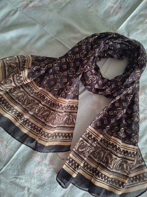 Women's scarf, beige and brown